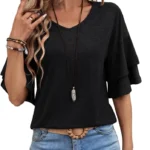 Women's Ruffle 3/4 Sleeve V