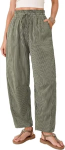 Dokotoo Women's Wide Leg Barrel Striped Pants with Pockets 2026
