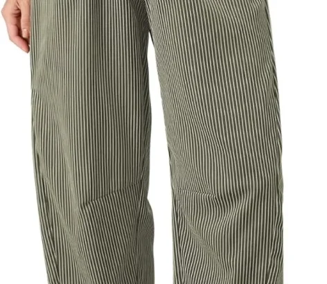 Dokotoo Women's Wide Leg Barrel Striped Pants with Pockets 2026