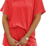 MARZXIN Women's Vertical Stripe 2 Piece Short Set