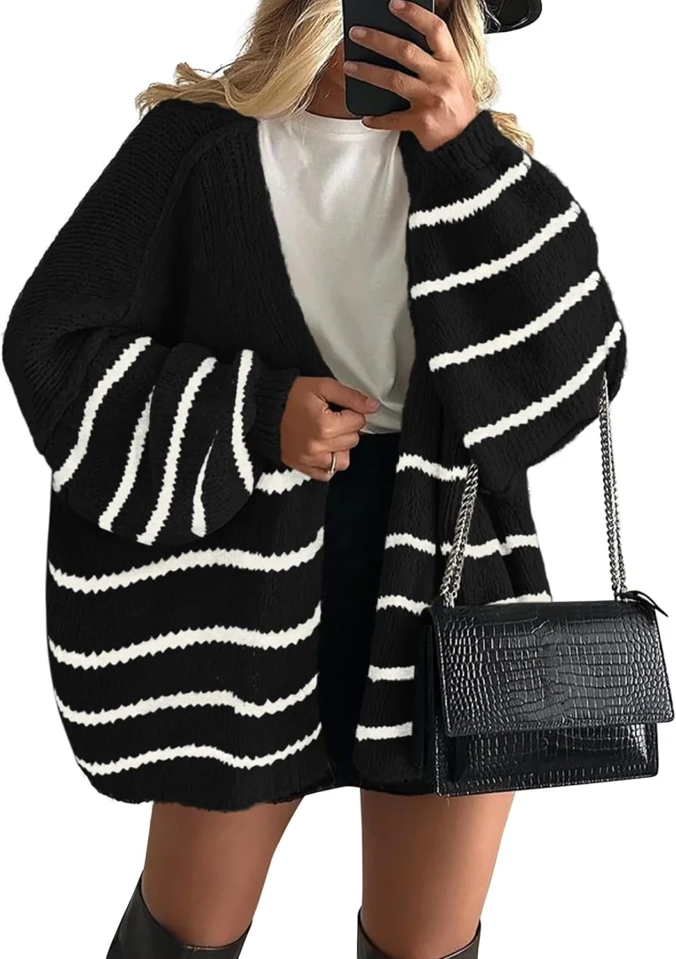 PRETTYGARDEN Women's Oversized Open Front Cardigan Sweater