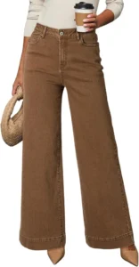 Dokotoo Women's Stretchy High Rise Wide Leg Denim Pants
