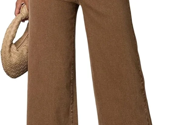 Dokotoo Women's Stretchy High Rise Wide Leg Denim Pants