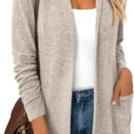 LILLUSORY Women’s Lightweight Open Front Long Cardigan with Pockets