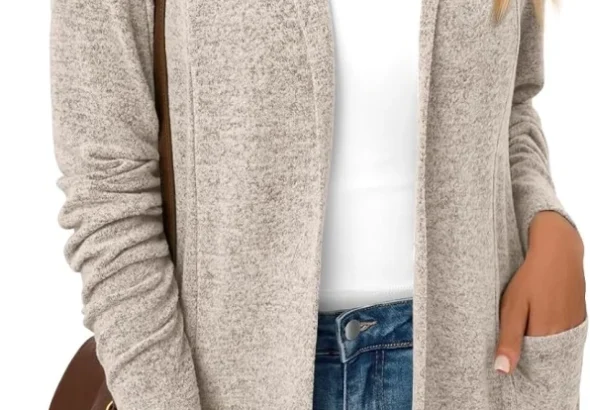LILLUSORY Women’s Lightweight Open Front Long Cardigan with Pockets