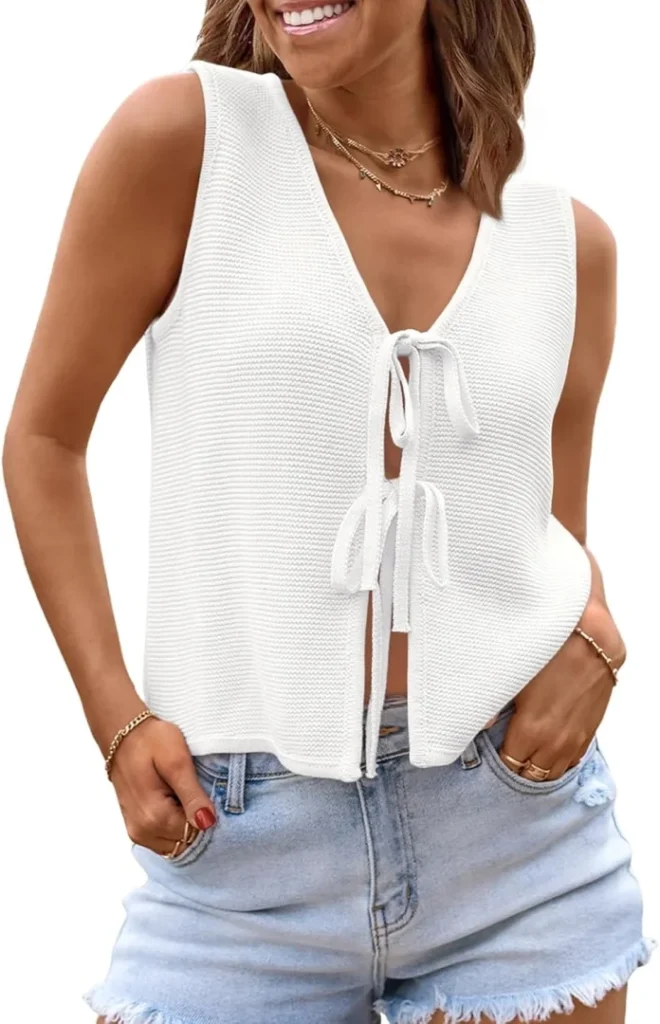 LILLUSORY Women's Sleeveless Crochet Vest