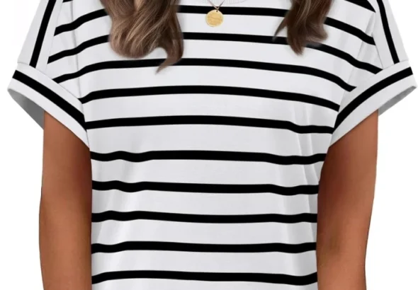WIHOLL Women's Short Sleeve Tops Summer Outfits 2026 Spring Dressy Casual Clothing Shirts