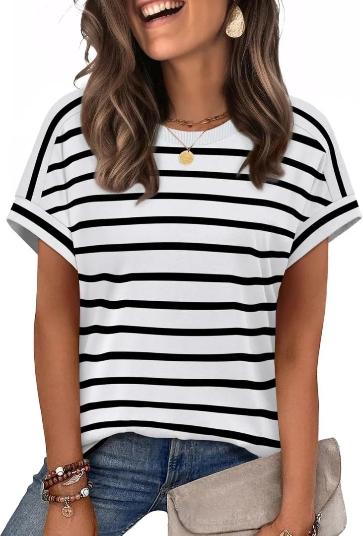 WIHOLL Women's Short Sleeve Tops Summer Outfits 2026 Spring Dressy Casual Clothing Shirts