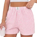 ANRABESS Women's Gingham Boxer Shorts Y2K Plaid Pajama Lounge Sleep Summer Beach Bottoms