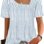 WIHOLL Women's Square Neck Short Sleeve Tops 2026 Spring Summer Blouses Fashion Outfits