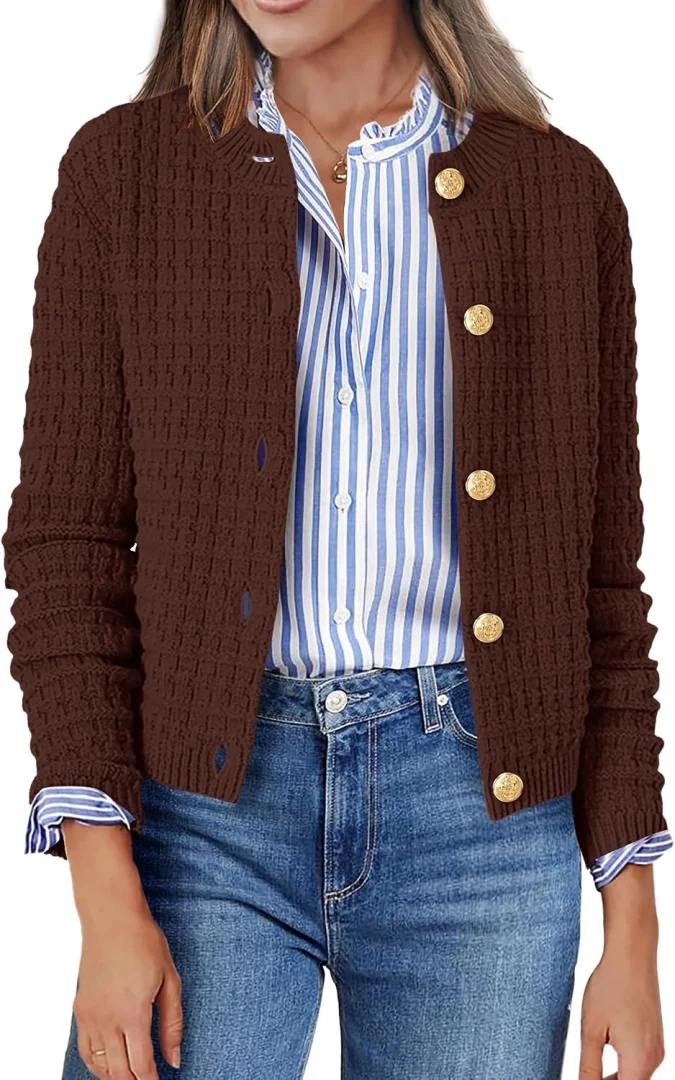 Zeagoo Women's Long Sleeve Knit Cropped Cardigan Sweater Jacket for Fall 2026