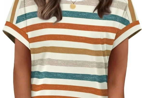 WIHOLL Women's Short Sleeve Tops 2026 Summer Dressy Casual Outfits Spring Clothing