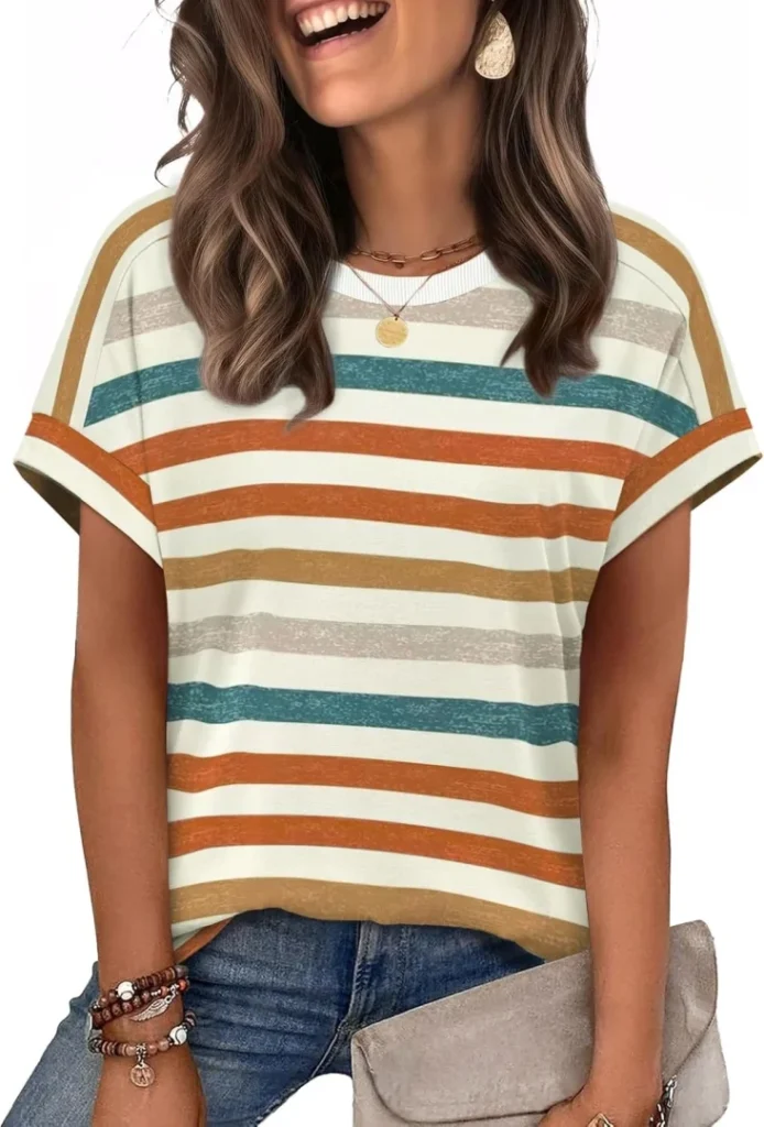 WIHOLL Women's Short Sleeve Tops 2026 Summer Dressy Casual Outfits Spring Clothing