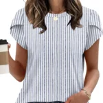 Summer Dressy Casual Blouses for Women Short Sleeve Shirts Business Casual Beach Vacation Outfits