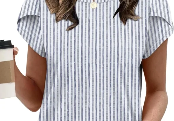 Summer Dressy Casual Blouses for Women Short Sleeve Shirts Business Casual Beach Vacation Outfits