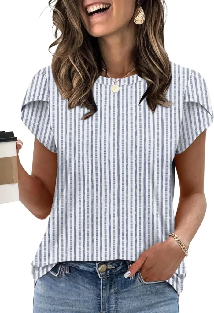 Summer Dressy Casual Blouses for Women Short Sleeve Shirts Business Casual Beach Vacation Outfits