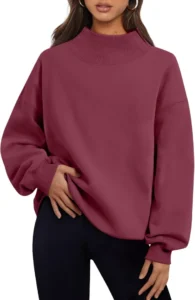 Womens Trendy Queen Oversized Mock Neck Sweatshirt Pullover Fall Outfit
