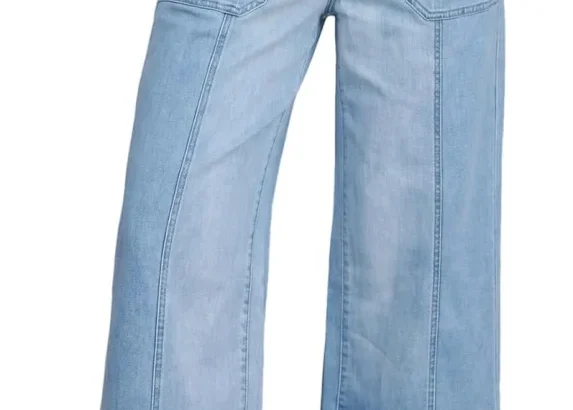 SHEWIN Women's High Rise Baggy Wide Leg Denim Pants with Drawstring Stretch