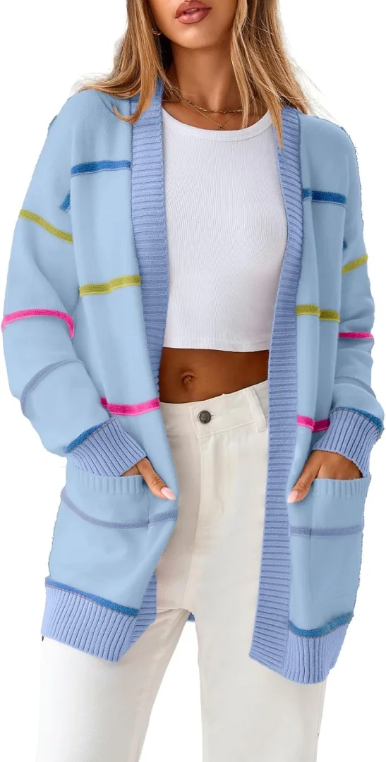 Sidefeel Women's Striped Open