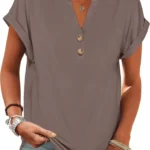 ANRABESS Womens Short Sleeve Henley Blouse Casual Dressy Summer Tops Shirts