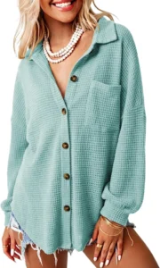 Dokotoo Womens Waffle Knit Button