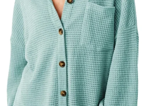 Dokotoo Womens Waffle Knit Button