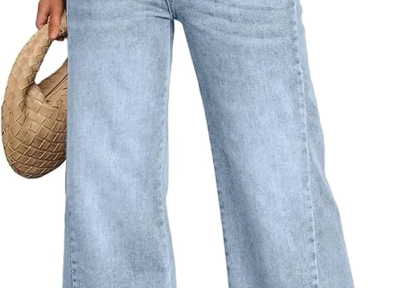 Trendy Queen Women's Relaxed Loose Wide Leg Jeans with Raw Hem Pants