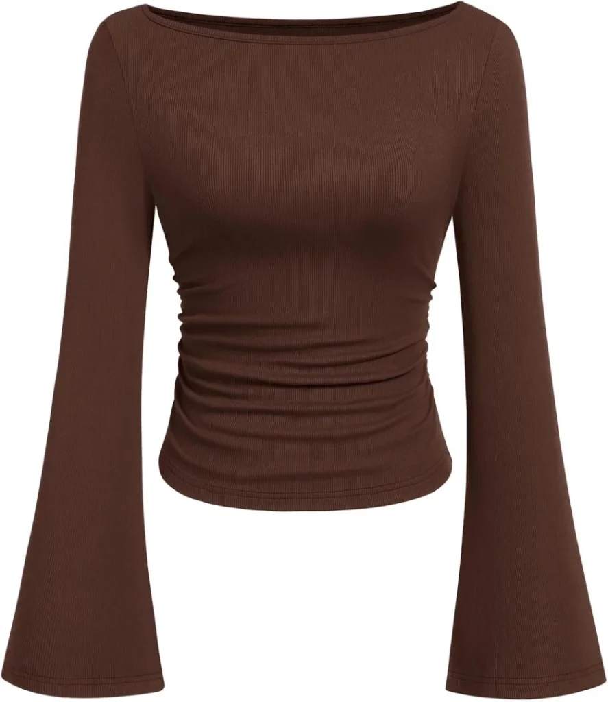 PRETTYGARDEN Women's Long Sleeve Ribbed Knit Bell