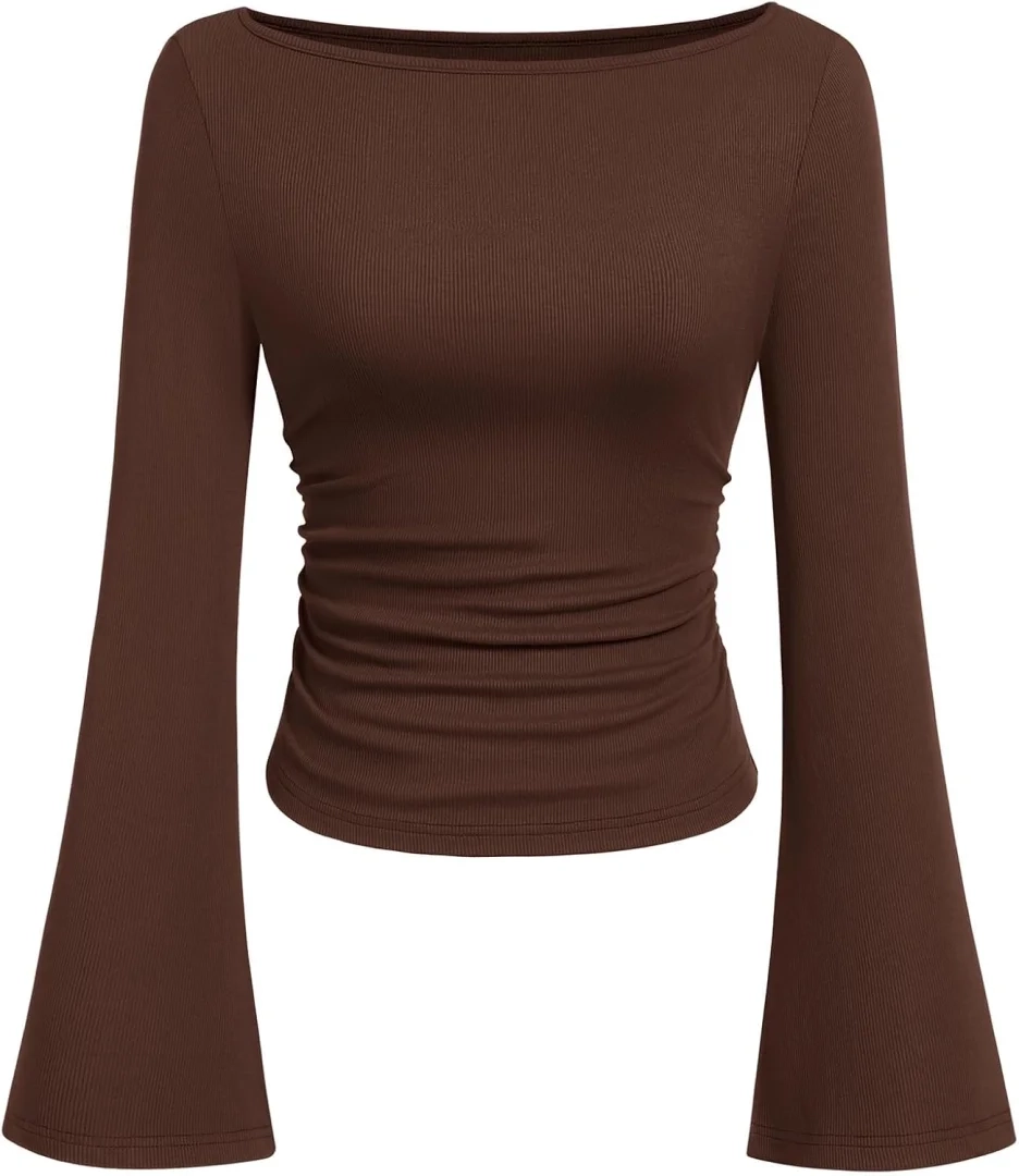 PRETTYGARDEN Women's Long Sleeve Ribbed Knit Bell