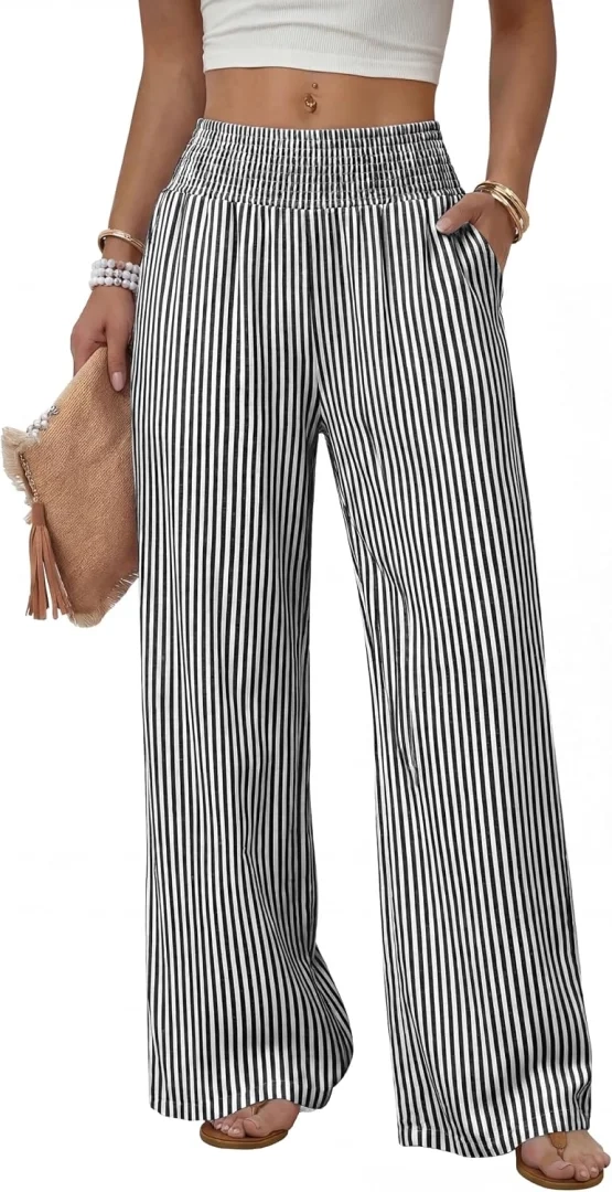 Women's High Waist Wide Leg Lounge Pants with Pockets Casual Trousers