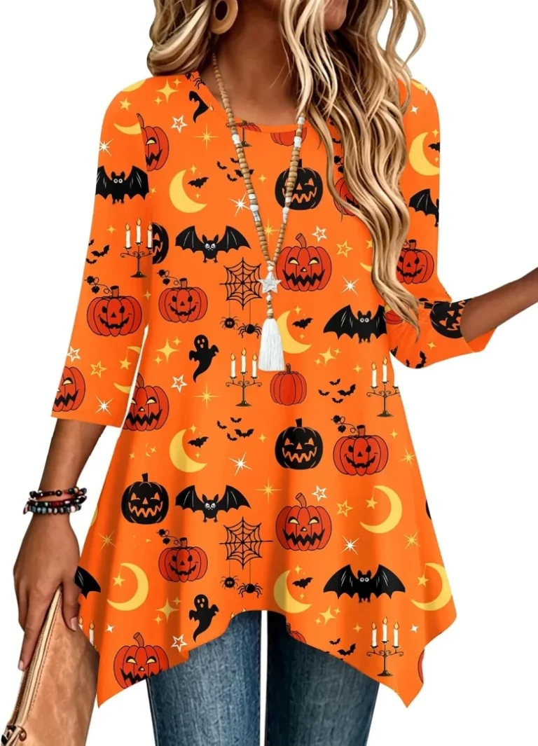 Zeagoo Womens 3/4 Sleeve Boho Tunic Tops Loose Fit Dressy Plus Size Shirts
