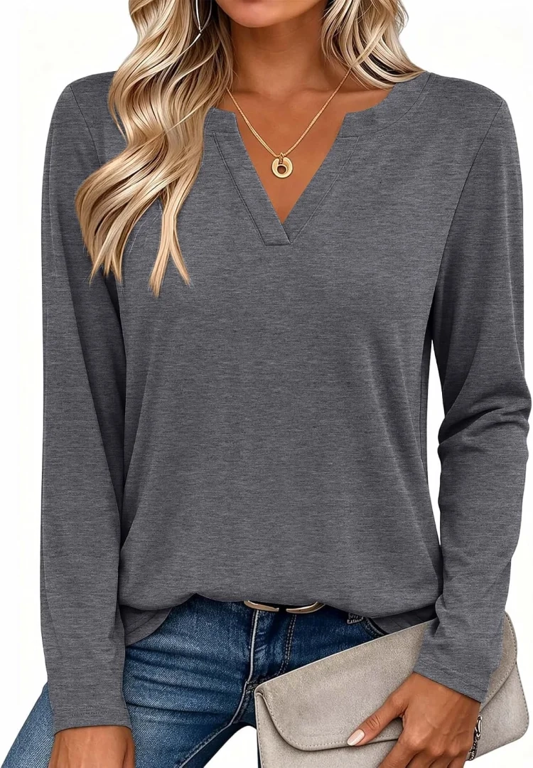 Zeagoo Women's Long Sleeve V-Neck T