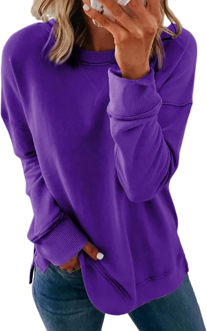 Dokotoo Women's Casual Crewneck Long Sleeve Loose Fit Pullover Sweatshirt Top
