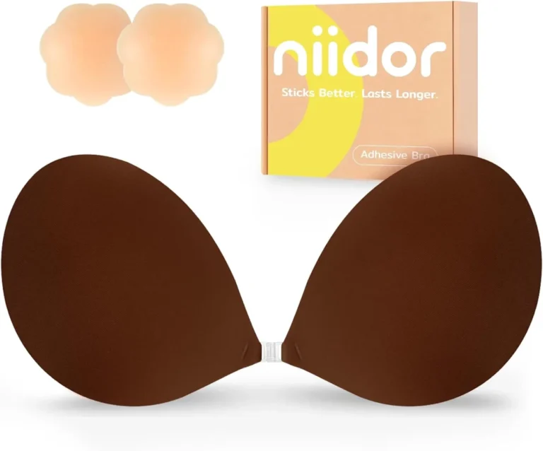 Niidor Sticky Adhesive Bra Strapless Invisible Push Up Silicone Bra Reusable for Backless Dresses Multiple Colors and Sizes