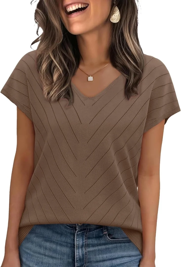 WIHOLL Women's Short Sleeve V