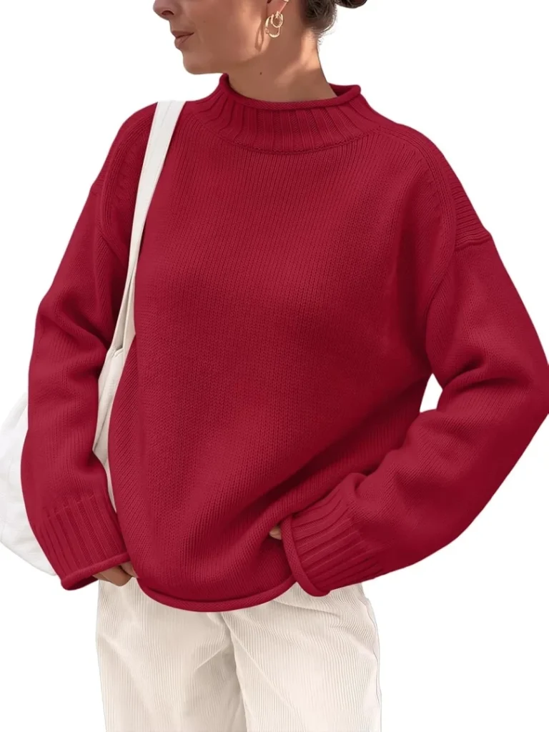 Trendy Queen Women's Mock Neck Sweater 2026 Fall Knit Outfit