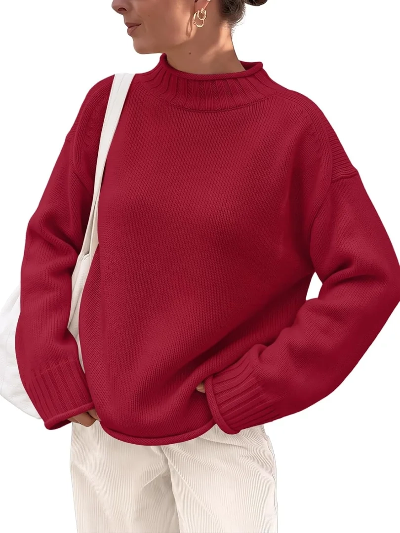 Trendy Queen Women's Mock Neck Sweater 2026 Fall Knit Outfit