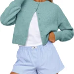 Trendy Queen Cropped Cardigan Sweaters for Women Autumn Fashion Clothes 2026