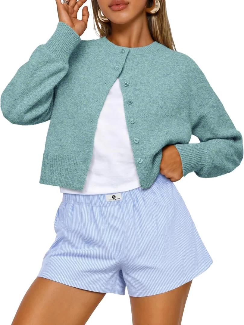 Trendy Queen Cropped Cardigan Sweaters for Women Autumn Fashion Clothes 2026