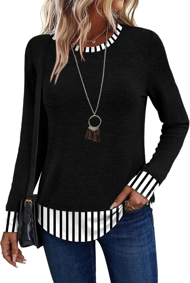WIHOLL Womens Lightweight Long Sleeve Tunic Shirts Tops
